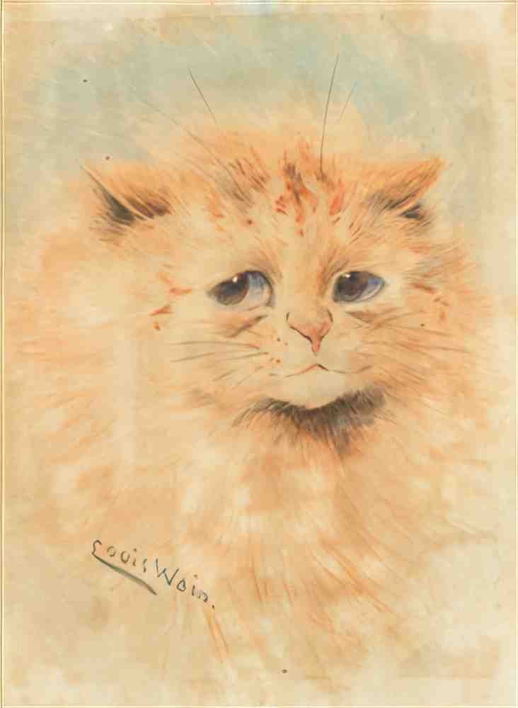 louis wain small ginger cat Art A4 Photo Print