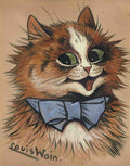louis wain smiling cat with blue bow tie Art A4 Photo Print