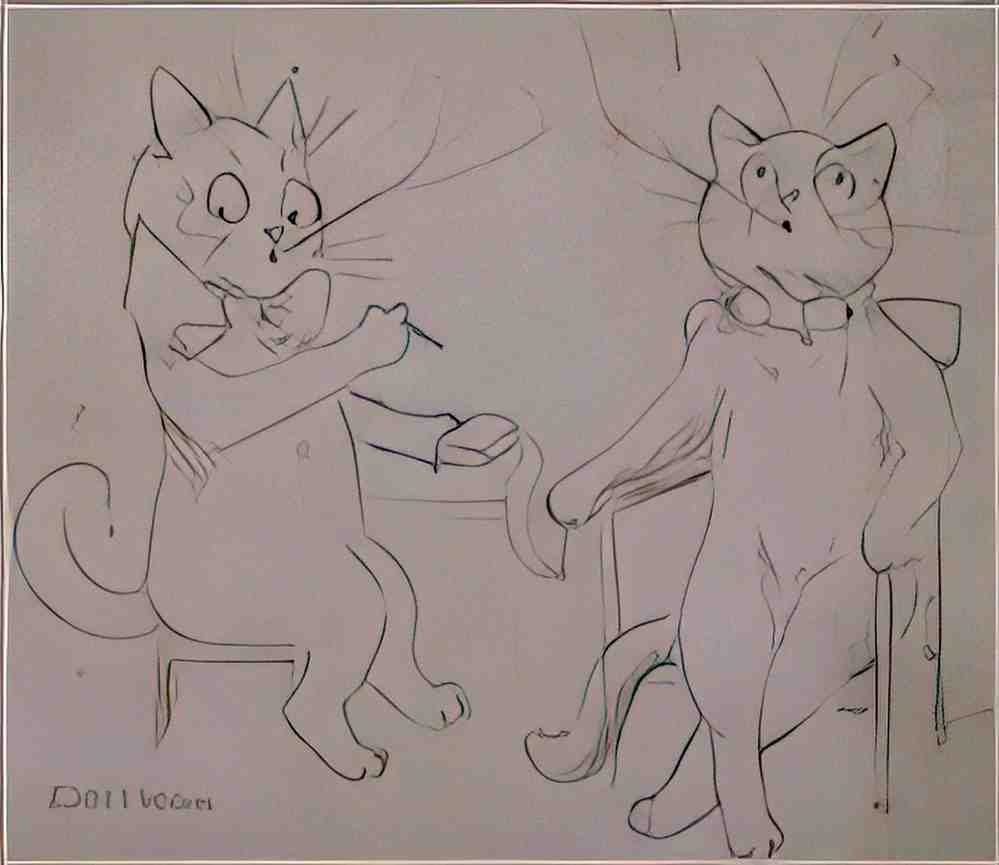 louis wain smoking cats Art A4 Photo Print