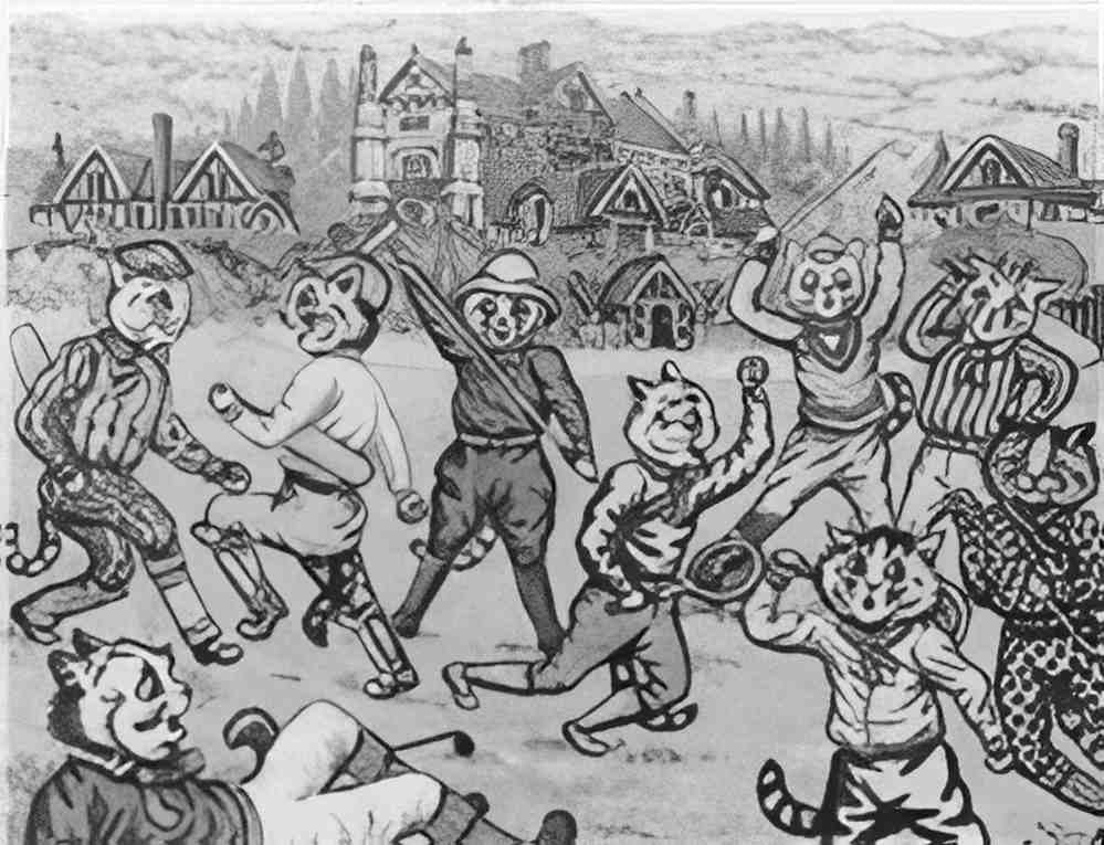 louis wain sporting cats Art A4 Photo Print