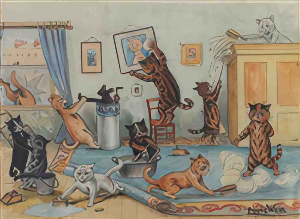 louis wain spring cleaning Art A4 Photo Print