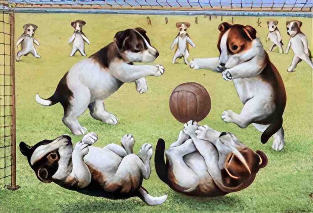 louis wain terrier puppies playing football Art A4 Photo Print