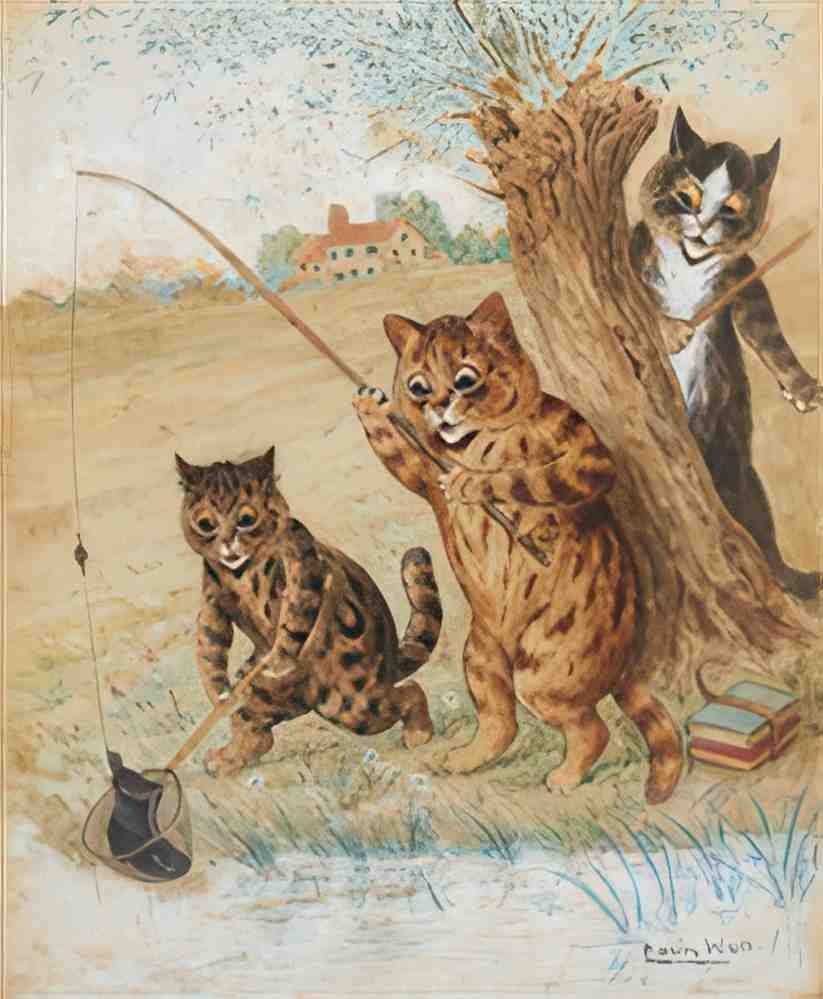 louis wain the good catch Art A4 Photo Print