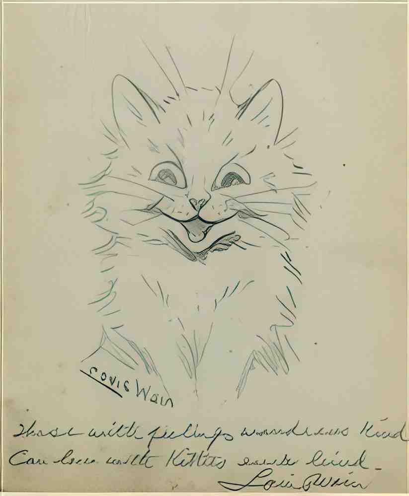 louis wain the happy kitten Art A4 Photo Print