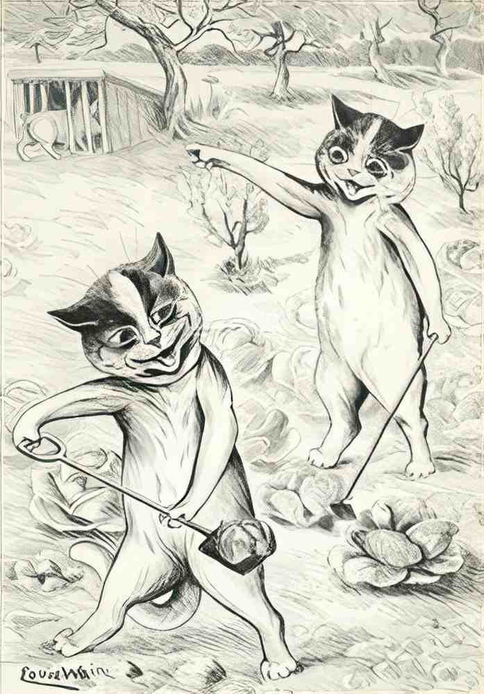 louis wain the pig is in the chicken coop Art A4 Photo Print