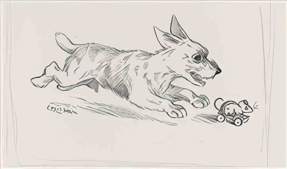 louis wain the roller skating mouse chased by a puppy Art A4 Photo Print