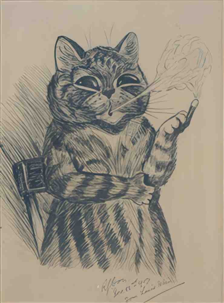 louis wain the smoking cat Art A4 Photo Print