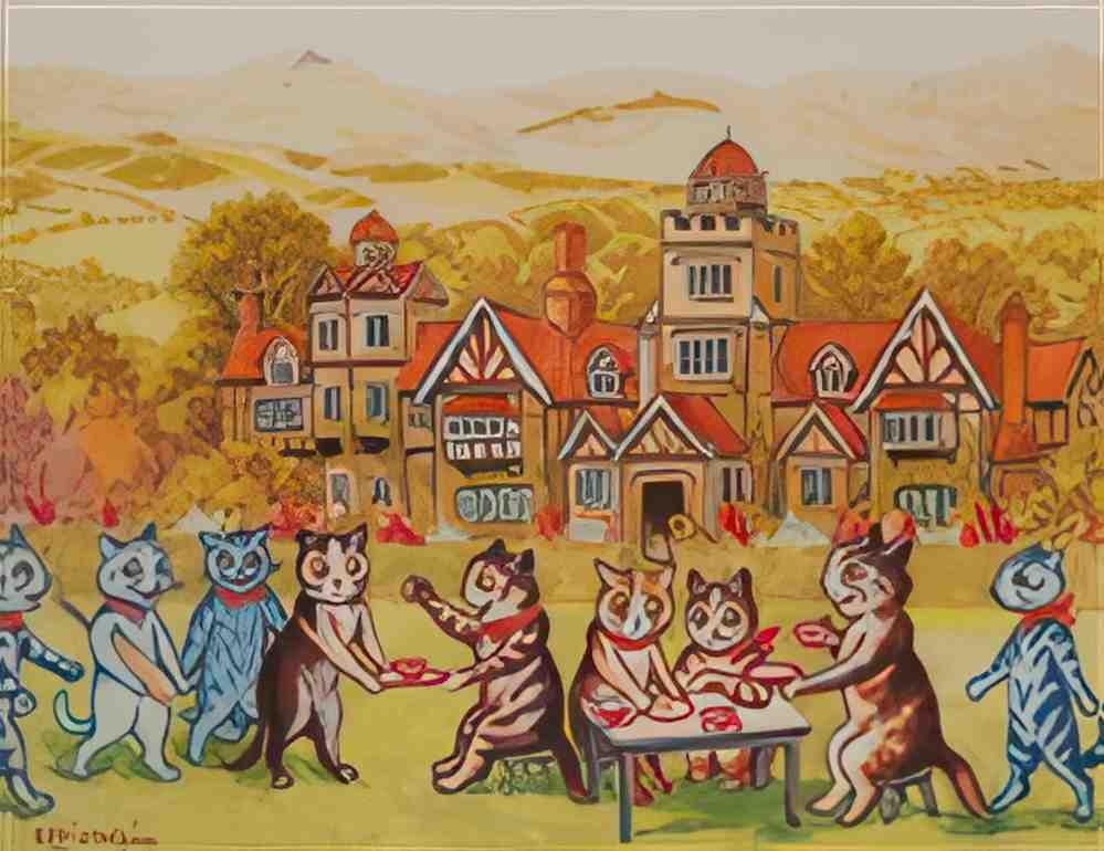louis wain the tea party Art A4 Photo Print