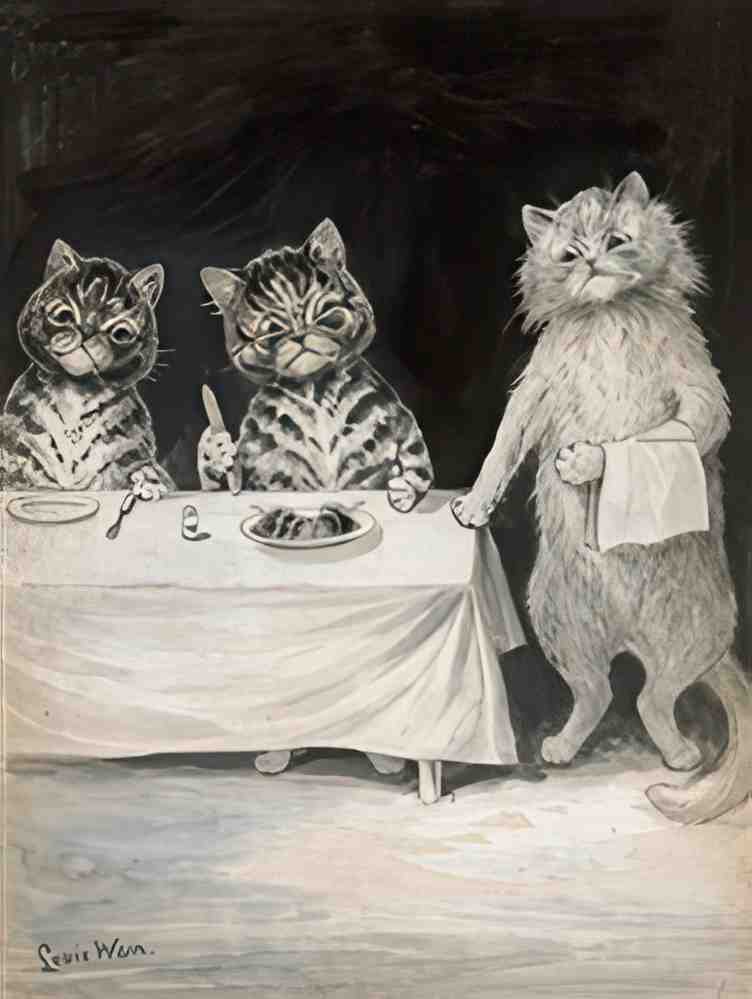 louis wain the waiter Art A4 Photo Print