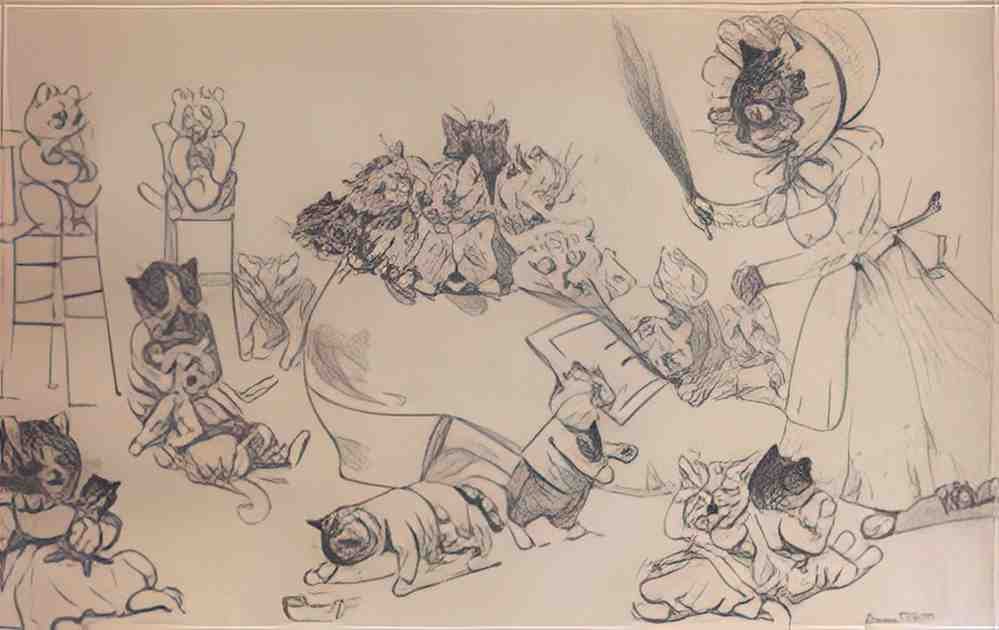 louis wain there was an old pussy who lived in a shoe Art A4 Photo Print