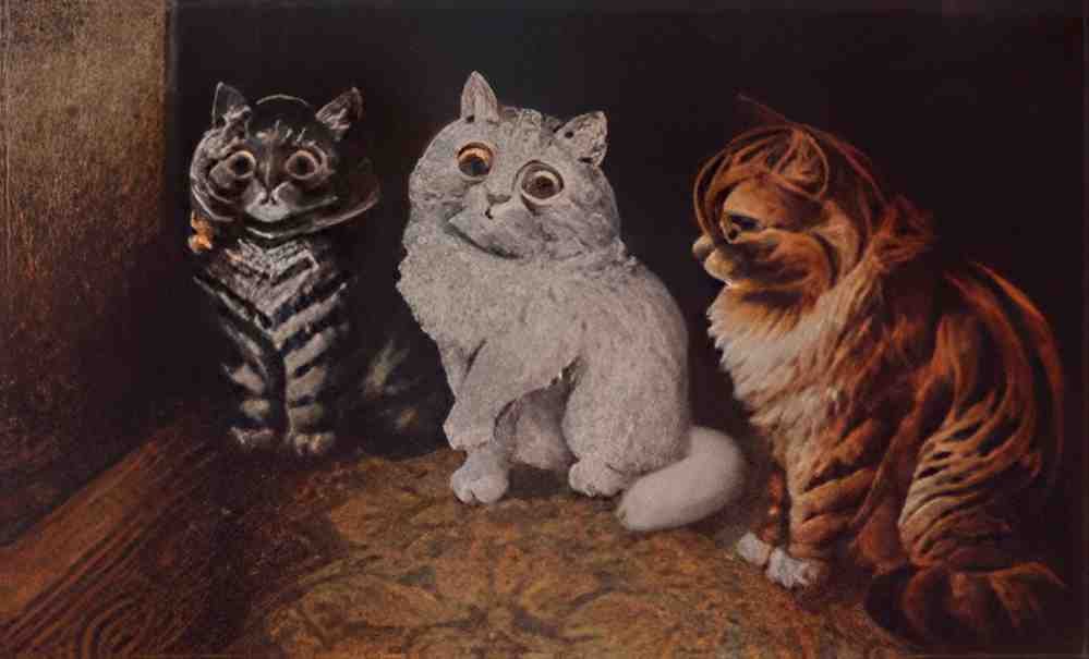 louis wain three cats on a mat Art A4 Photo Print
