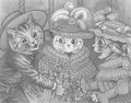 louis wain three colourful cats Art A4 Photo Print