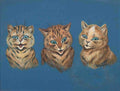 louis wain three head studies of cats Art A4 Photo Print