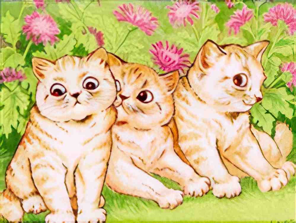louis wain three kittens Art A4 Photo Print
