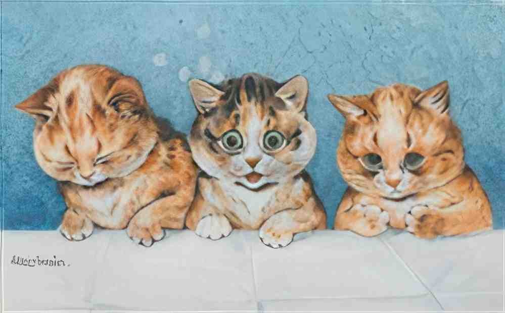 louis wain three sweet little kittens Art A4 Photo Print