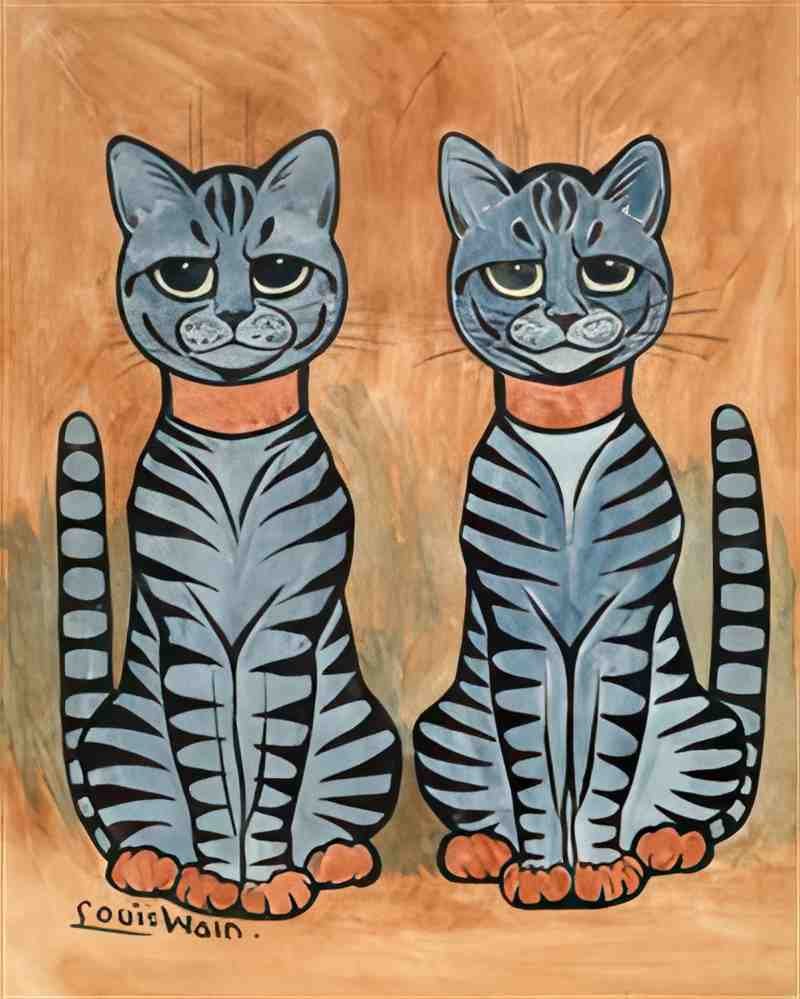 louis wain twins Art A4 Photo Print