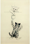 louis wain two cats by a wall Art A4 Photo Print