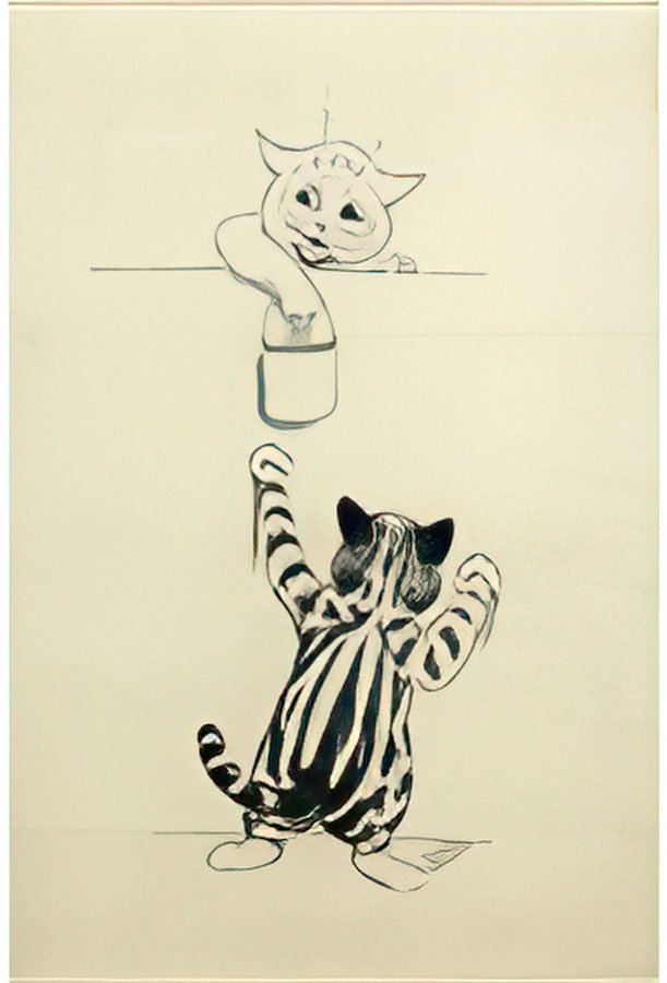 louis wain two cats by a wall Art A4 Photo Print