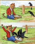 louis wain two naughty crows Art A4 Photo Print