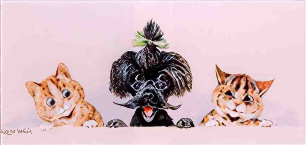 louis wain twos company threes a crowd! Art A4 Photo Print