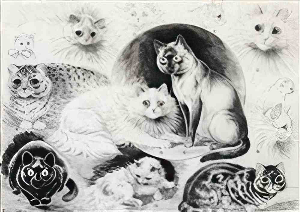 louis wain varieties of cats Art A4 Photo Print