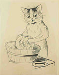louis wain washing the dishes Art A4 Photo Print
