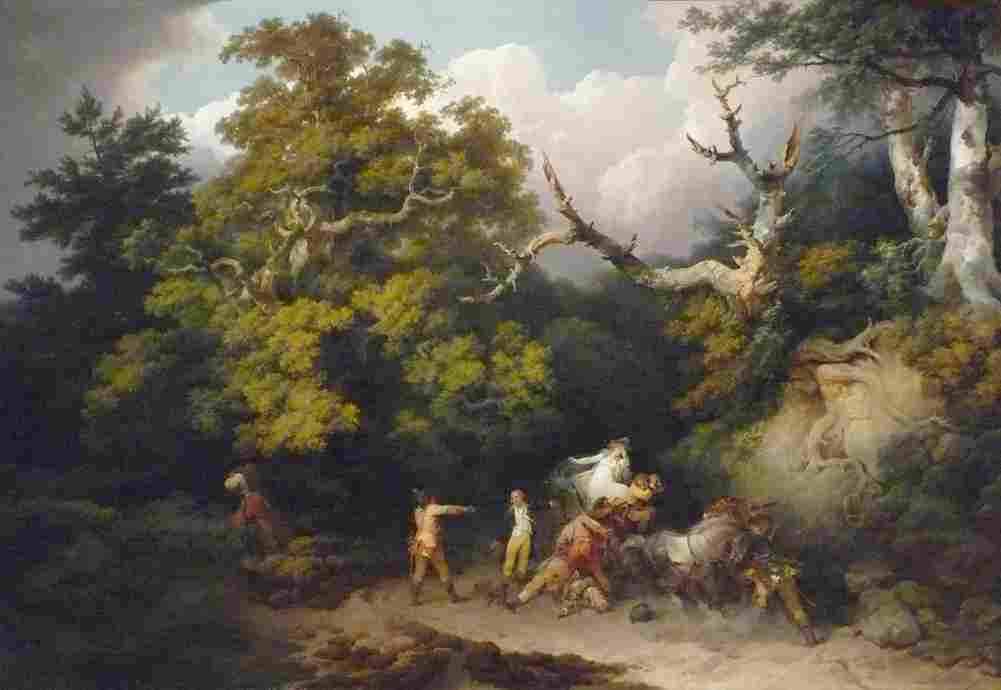 loutherbourg bandits attacking travellers in a forest of germany Art A4 Photo Print
