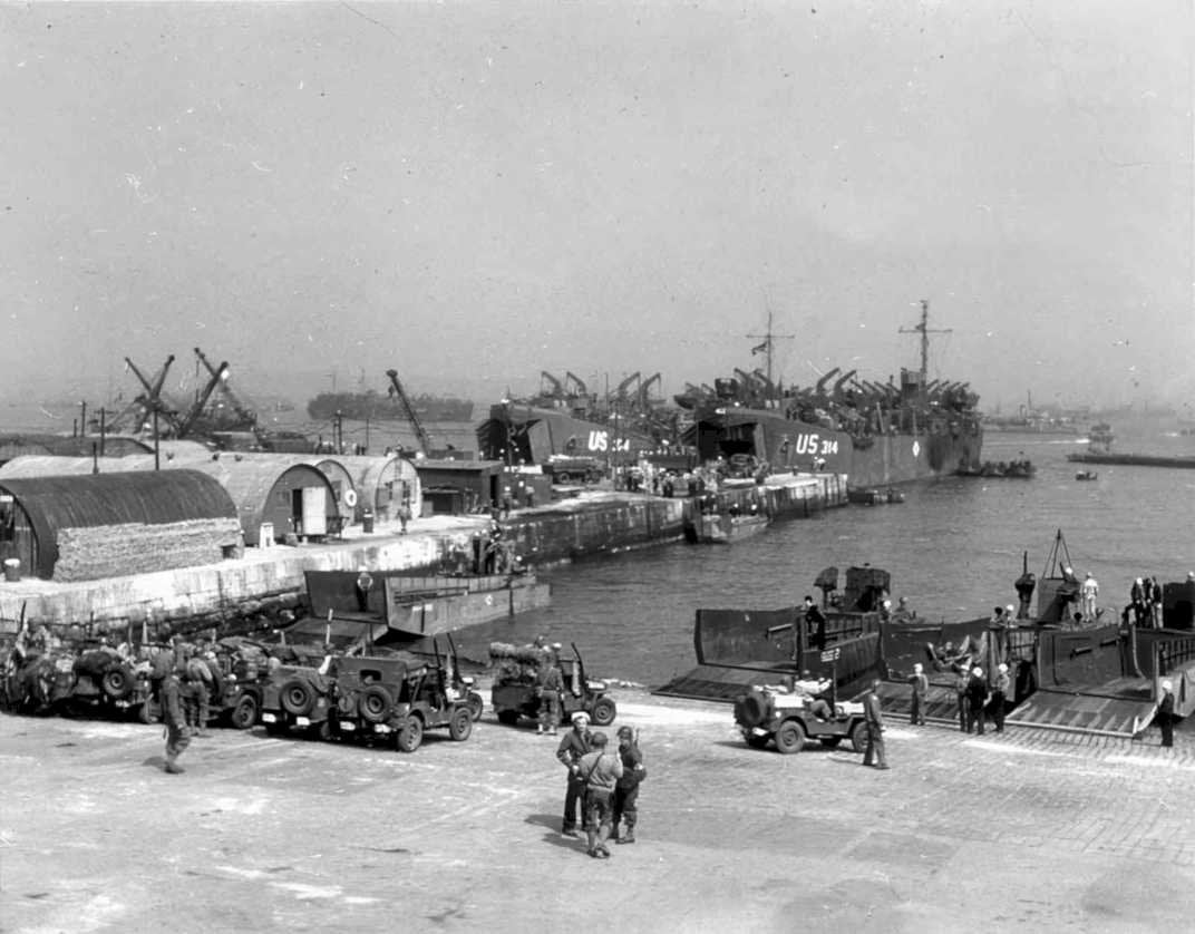 lst normandy beach Vintage world war A4 Photo Print