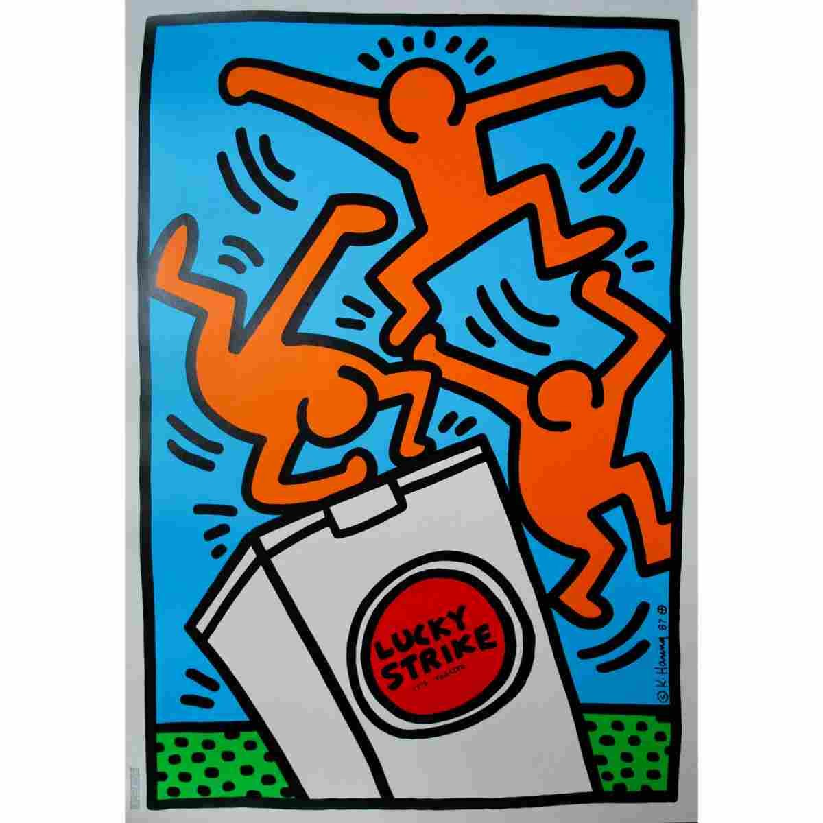 lucky strike keith haring 1987 3 posters 4 Advert A4 Photo Print