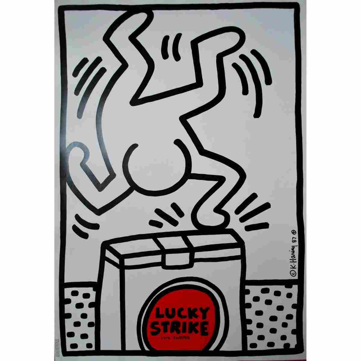 lucky strike keith haring 1987 3 posters 6 Advert A4 Photo Print