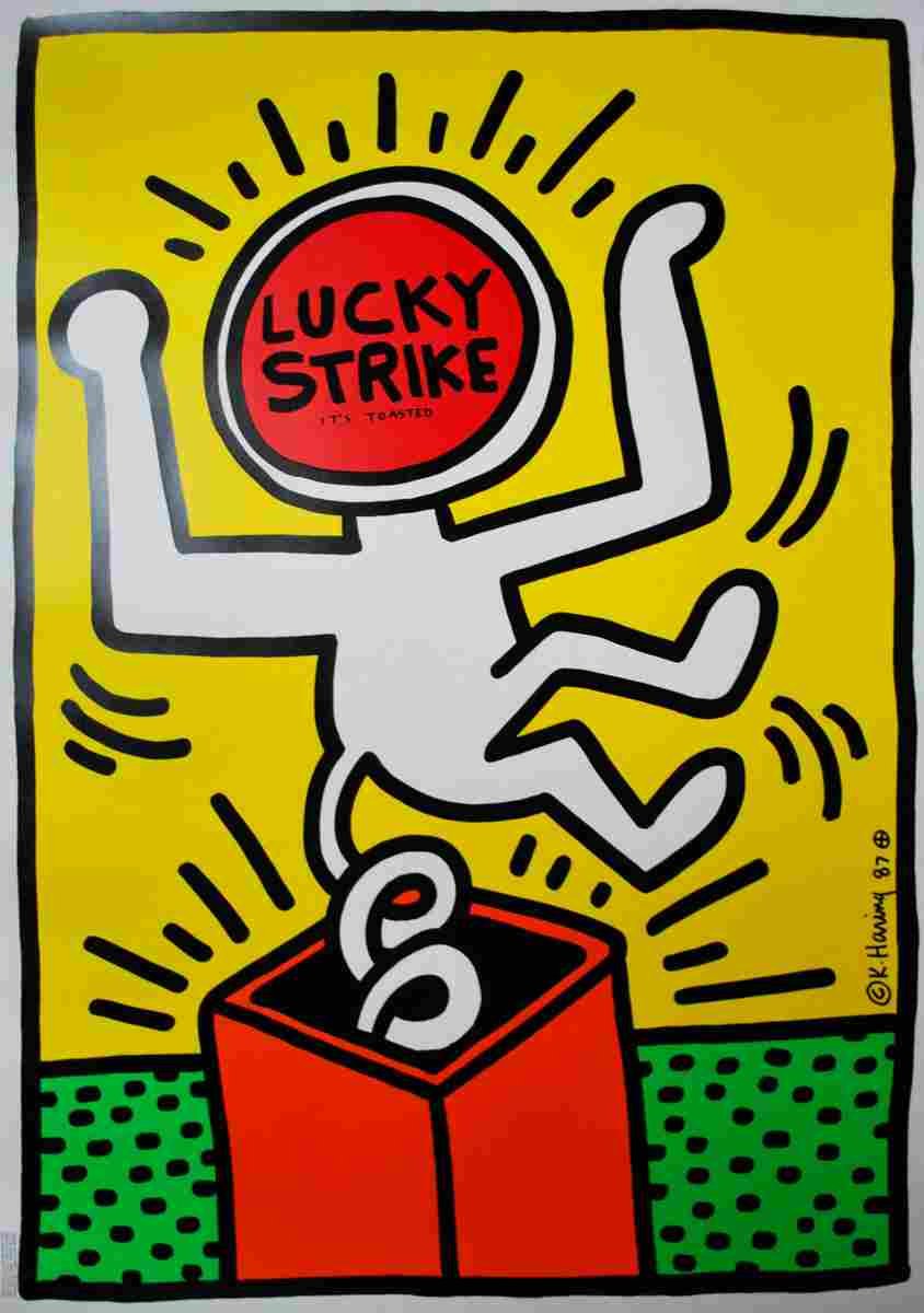 lucky strike keith haring 1987 3 posters 8 Advert A4 Photo Print