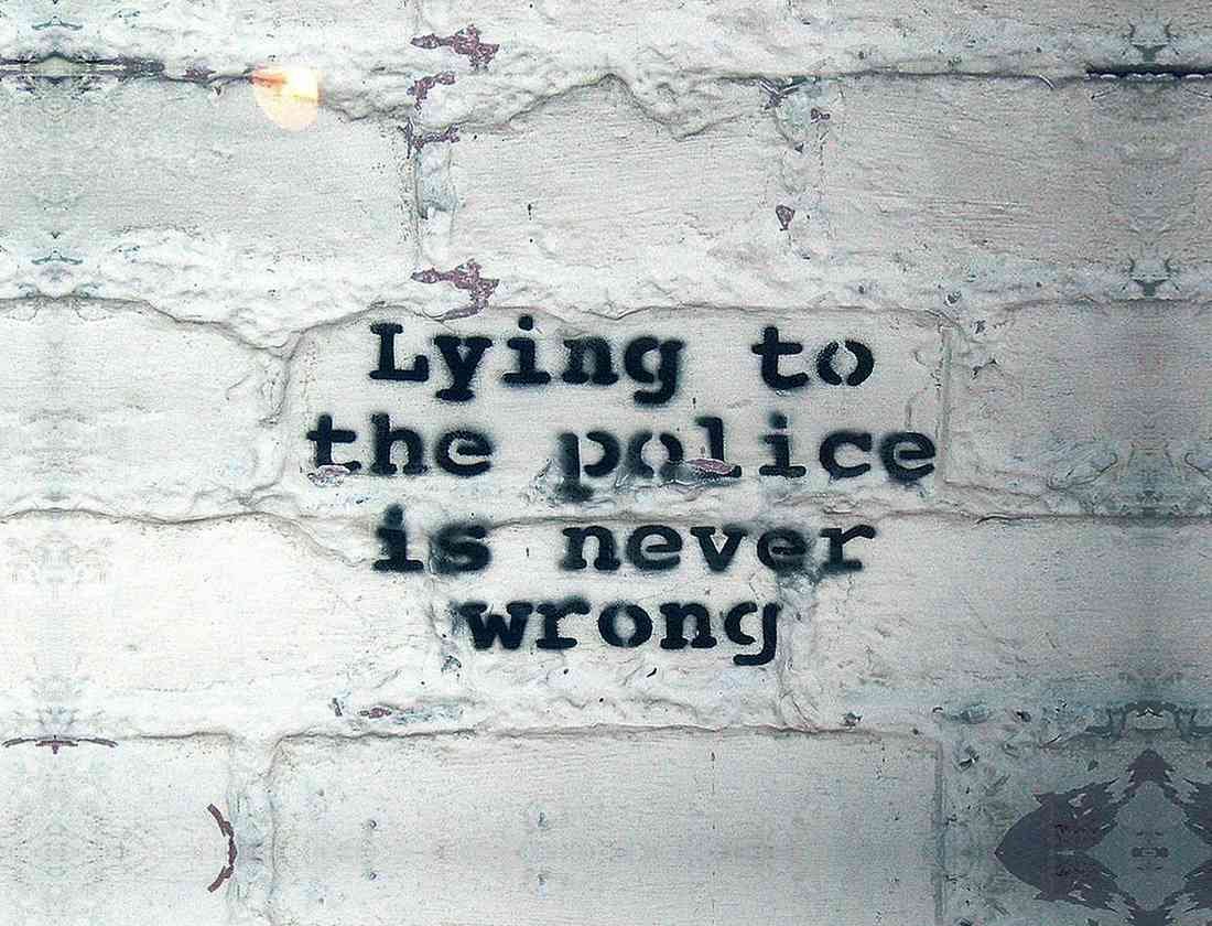 lying to police plus Cyan A4 Photo Print
