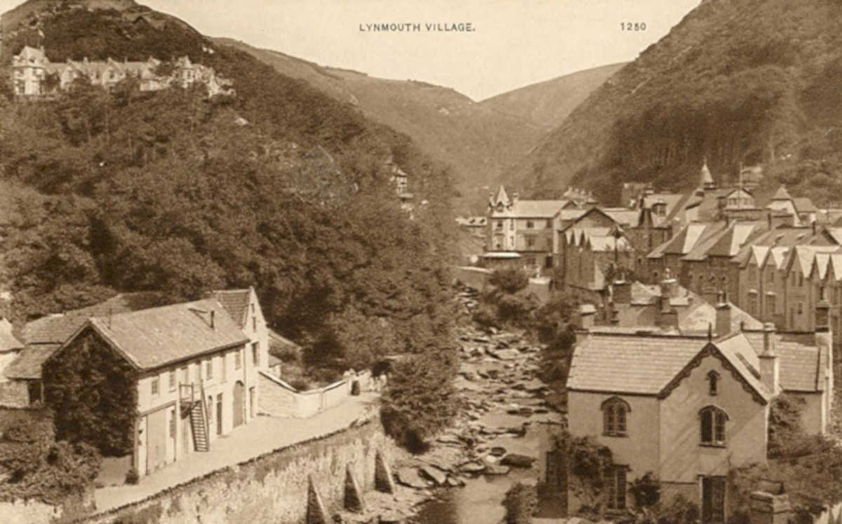 lynmouth village devonVintage 1880s 1900s A4 Photo Print