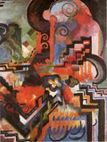macke Coloured Composition Art A4 Photo Print