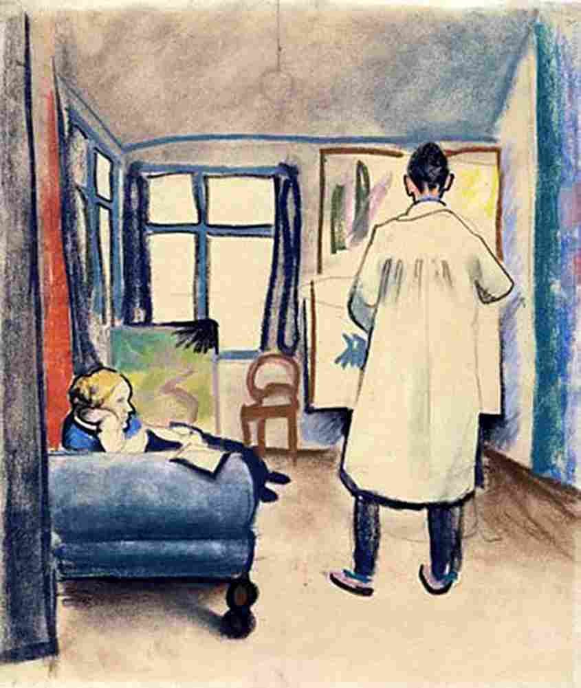 macke Franz and Maria Marc in the Studio Art A4 Photo Print