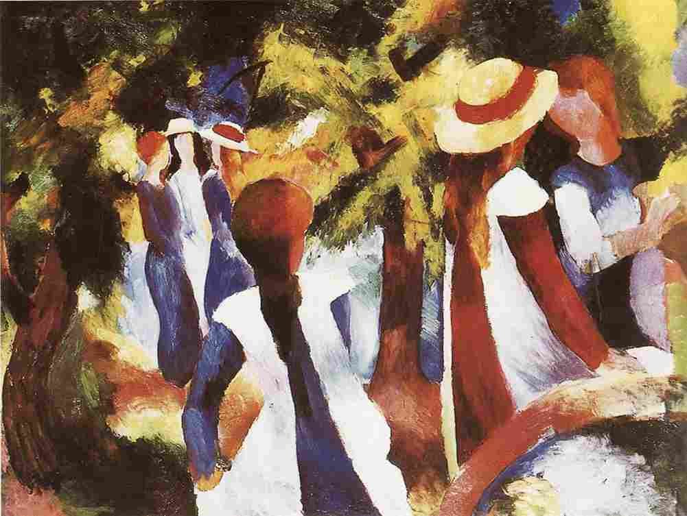 macke Girls under Trees Art A4 Photo Print