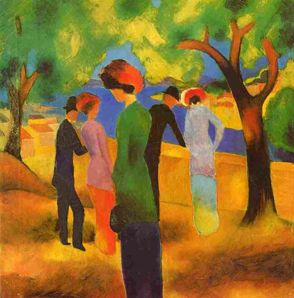 macke Lady in a Green Jacket Art A4 Photo Print
