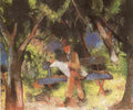 macke Man Reading in a Park Art A4 Photo Print