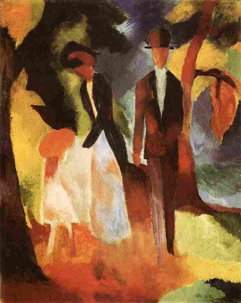 macke People by a Blue Lake Art A4 Photo Print