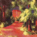 macke Red House in a Park Art A4 Photo Print