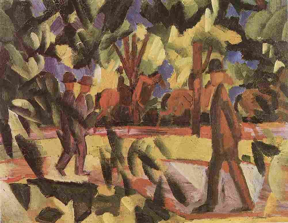 macke Riders and Strollers in the Avenue Art A4 Photo Print