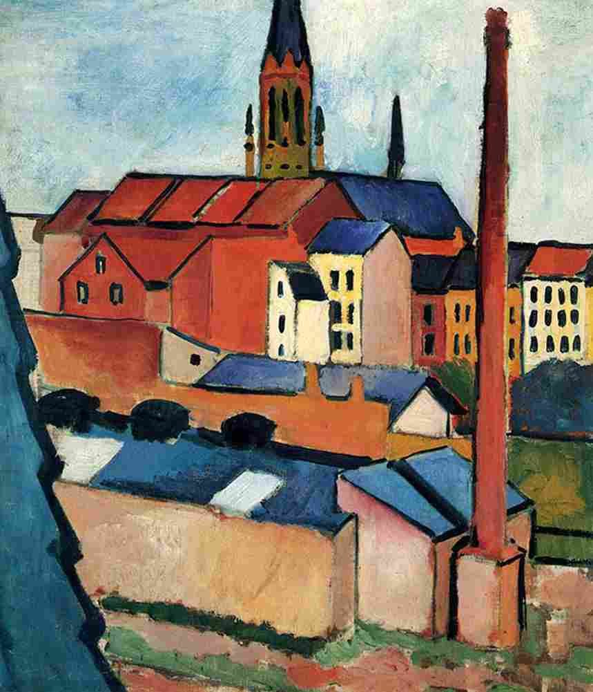 macke Saint Marys with Houses and Chimney Art A4 Photo Print