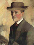macke Self Portrait with Hat Art A4 Photo Print