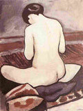 macke Sitting with Cushin Art A4 Photo Print