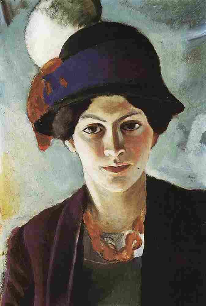 macke The Artist s Wife with Hat Art A4 Photo Print