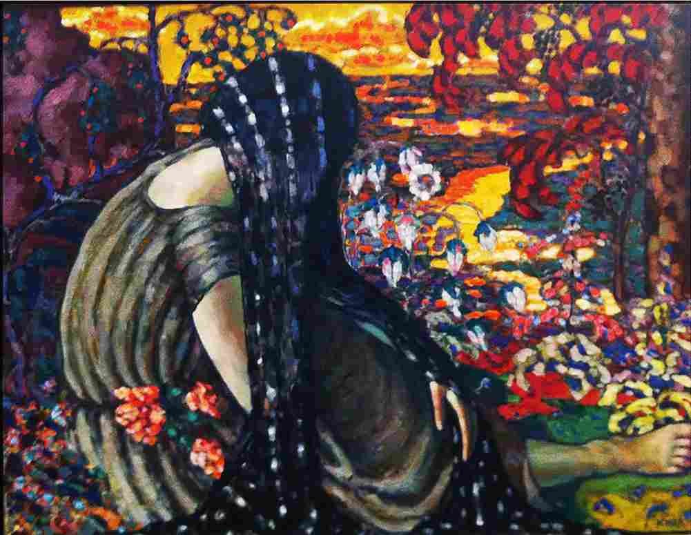 magi konrad landscape with a lady Art A4 Photo Print