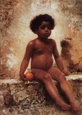 makovsky arab boy with an orange Art A4 Photo Print