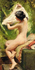 makovsky beauty preparing to bathe Art A4 Photo Print