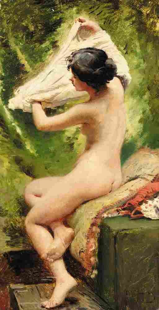 makovsky beauty preparing to bathe Art A4 Photo Print