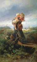 makovsky children running from a thunderstorm Art A4 Photo Print